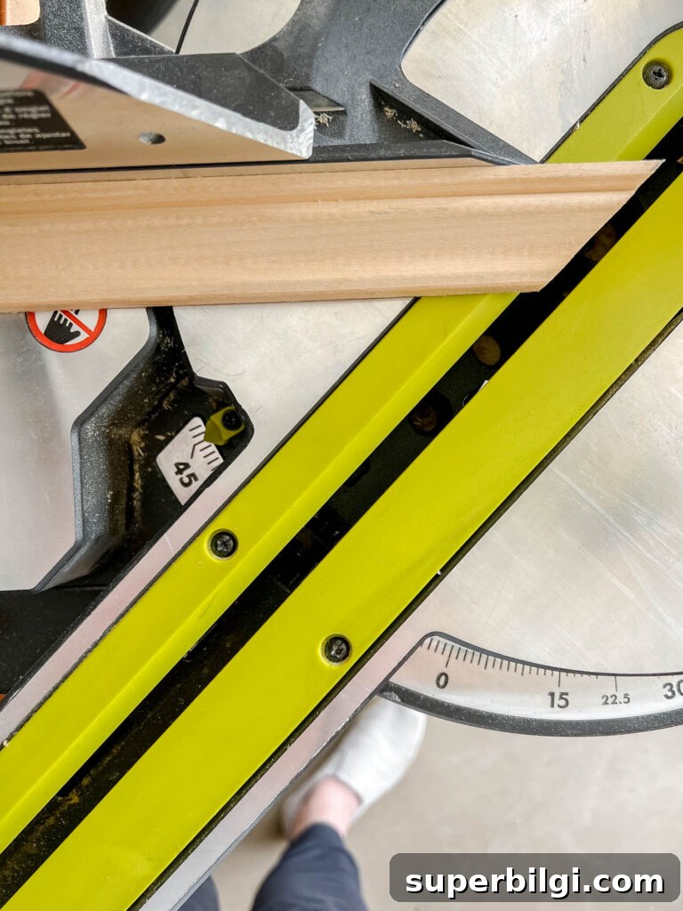 How to Build a Custom Frame for Your Frame TV 6 Miter cut at 45 degree angle