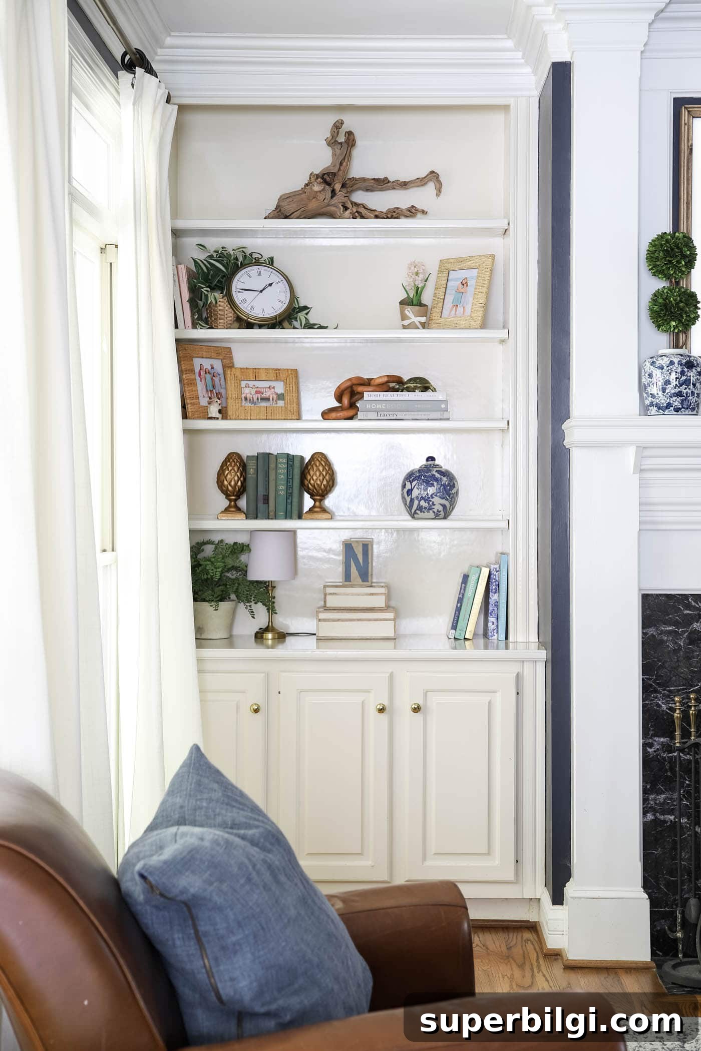 Built-in Bookshelves with Coffee Table Books