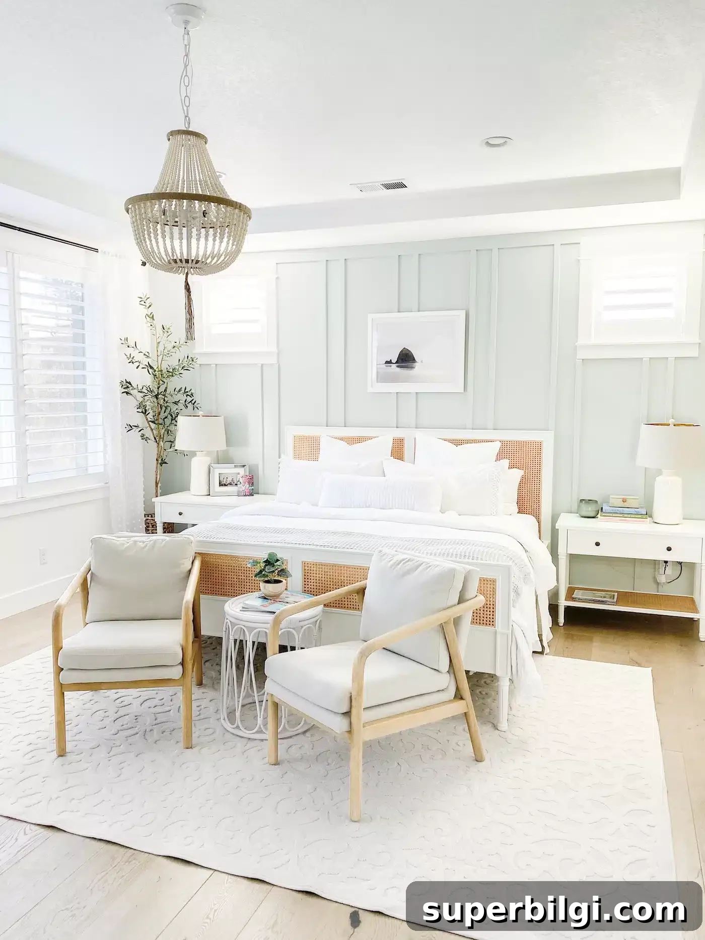 2026 Bedroom Paint Colors: 16 Shades for a Cozy, Relaxing Home 4 SW Sea Salt Painted Bedroom