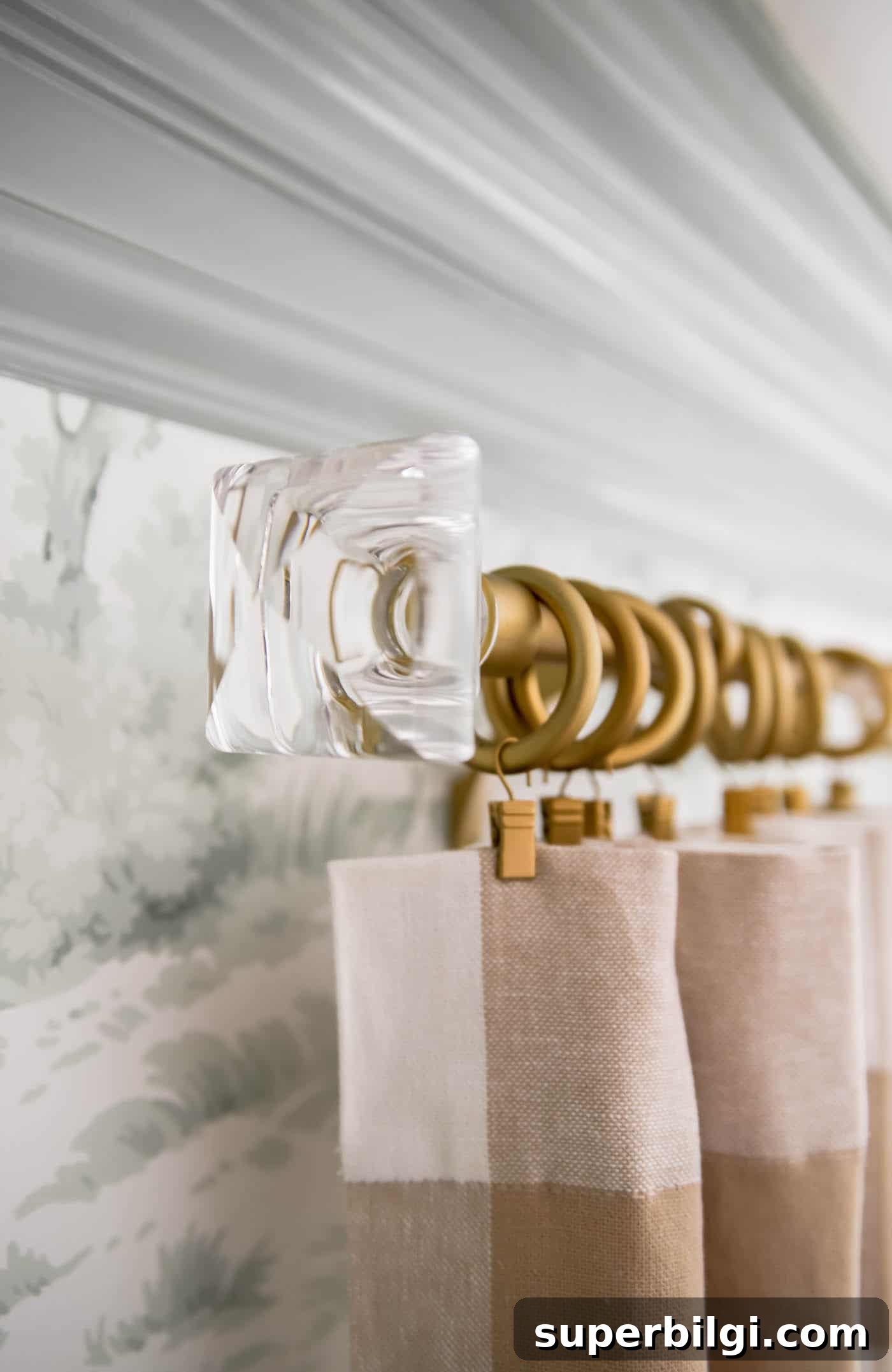 Square Glass Curtain Rod Finial