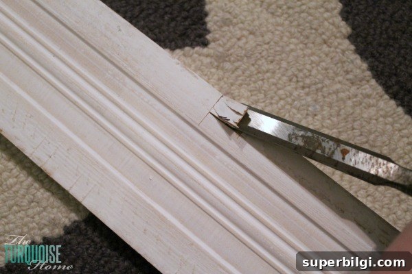 Frame a Builder-Grade Mirror: DIY Bathroom Upgrade 6 This simple DIY is easy and cheap! LOVE the custom look! | How to Frame a Builder-Grade Mirror | TheTurquoiseHome.com