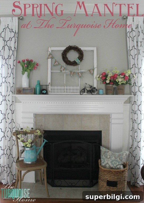 Pink and Turquoise Spring Mantel Decor Ideas 2 Pink & Turquoise Spring Mantel | TheTurquoiseHome.com