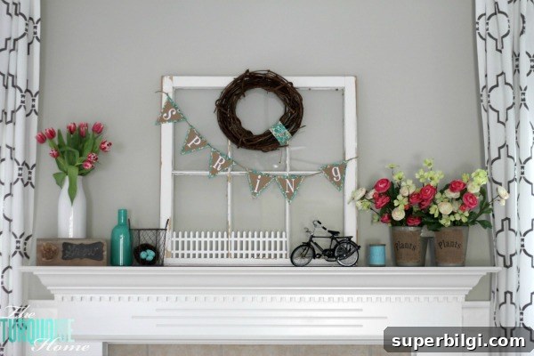 Pink and Turquoise Spring Mantel Decor Ideas 11 Pink & Turquoise Spring Mantel | TheTurquoiseHome.com