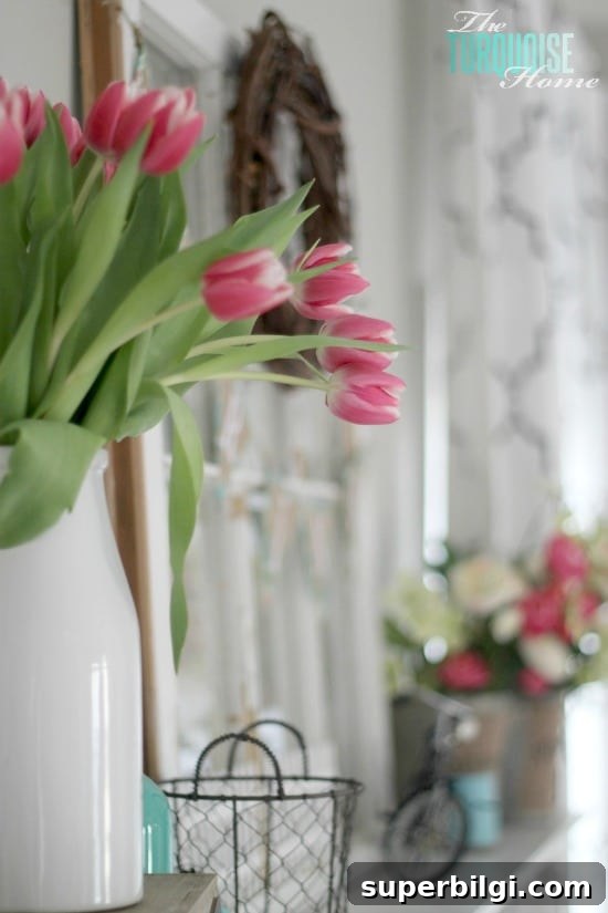 Pink and Turquoise Spring Mantel Decor Ideas 13 Pink & Turquoise Spring Mantel | TheTurquoiseHome.com