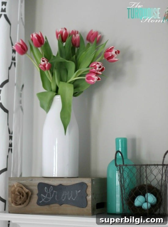 Pink and Turquoise Spring Mantel Decor Ideas 10 Pink & Turquoise Spring Mantel | TheTurquoiseHome.com