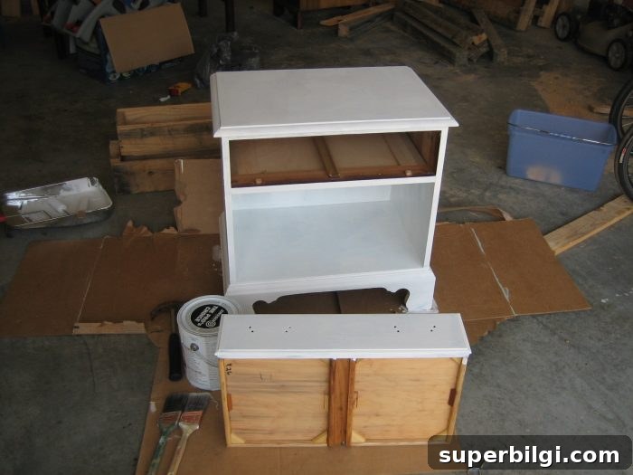 DIY Hot Pink Nightstand Makeover for A's Room 6 Primed and prepped