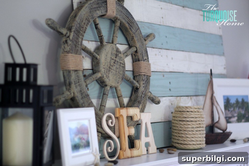 Summer Mantel Ideas for Your Lake House 6 Lake-Themed Summer Mantel {Reveal} | The Turquoise Home
