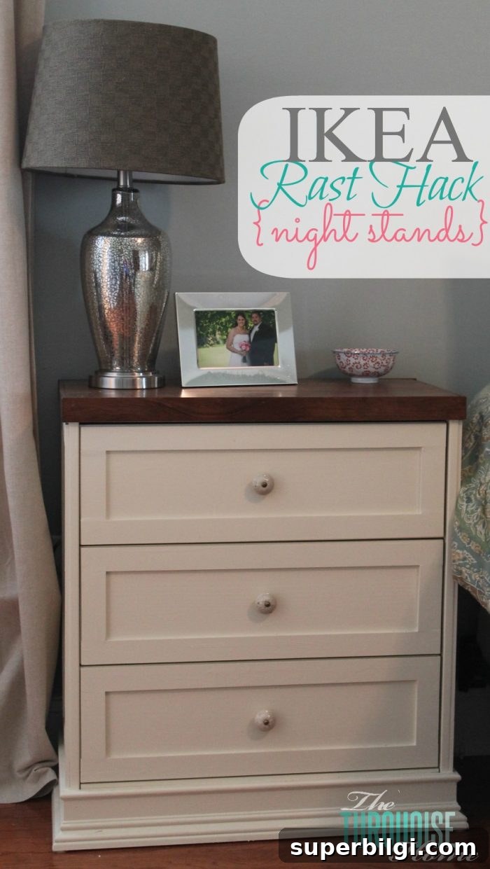 IKEA RAST Nightstand Hack: DIY Stylish Bedroom Makeover 2 Amazing!!! Take a $35 IKEA Rast dresser and a little molding, paint and elbow grease and you'll have a pretty, customized night stand! IKEA Rast Hack Night Stands