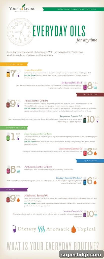 How I Went from Non-Recycler to Loving Essential Oils 4 Everyday Oils Clock Infographic