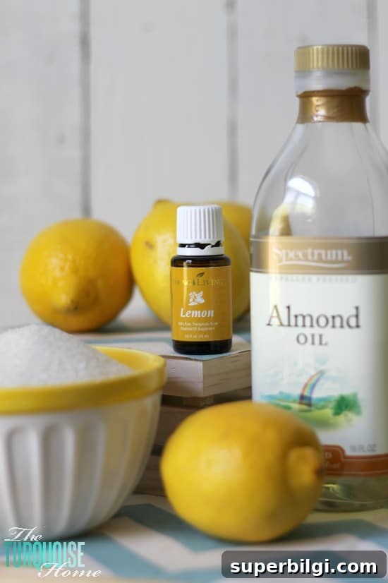 DIY Lemon Sugar Scrub Recipe with Free Printable Labels 3 How to Make Lemon Sugar Scrub: Ingredients