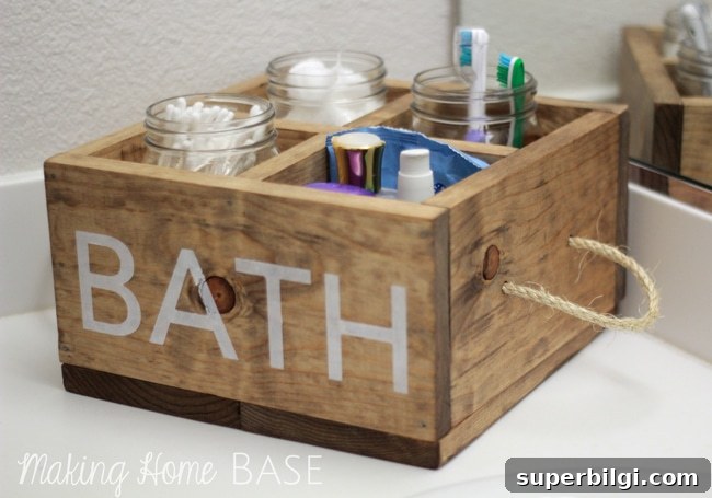 DIY Wood Bathroom Caddy