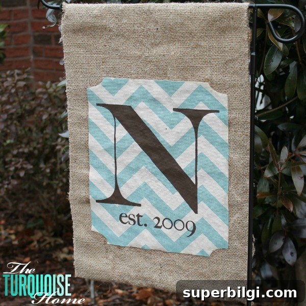 Monogrammed Burlap Garden Flag