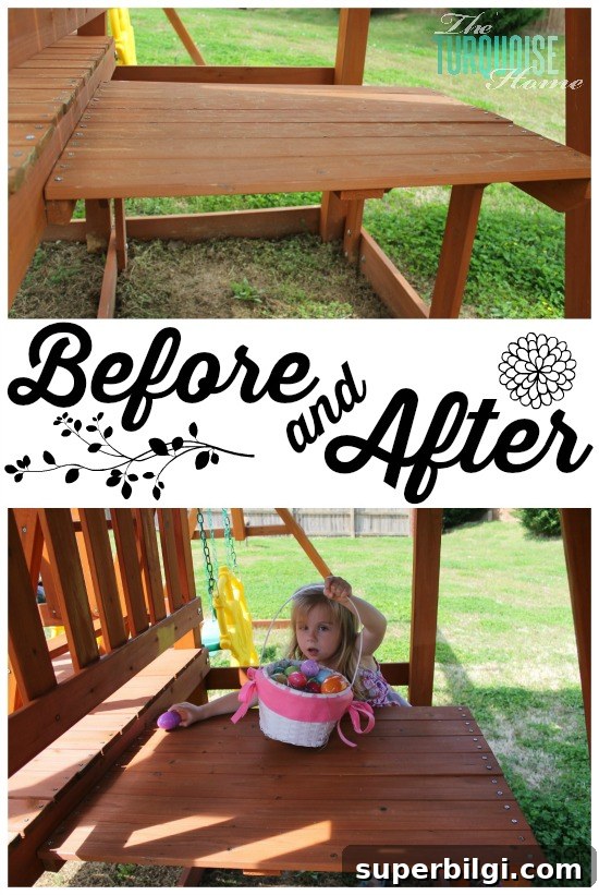 5 Steps to Stain Outdoor Wood for Decks, Fences and Sheds 8 5 Easy Steps to Stain an Outdoor Structure {like a play set or deck} via TheTurquoiseHome.com