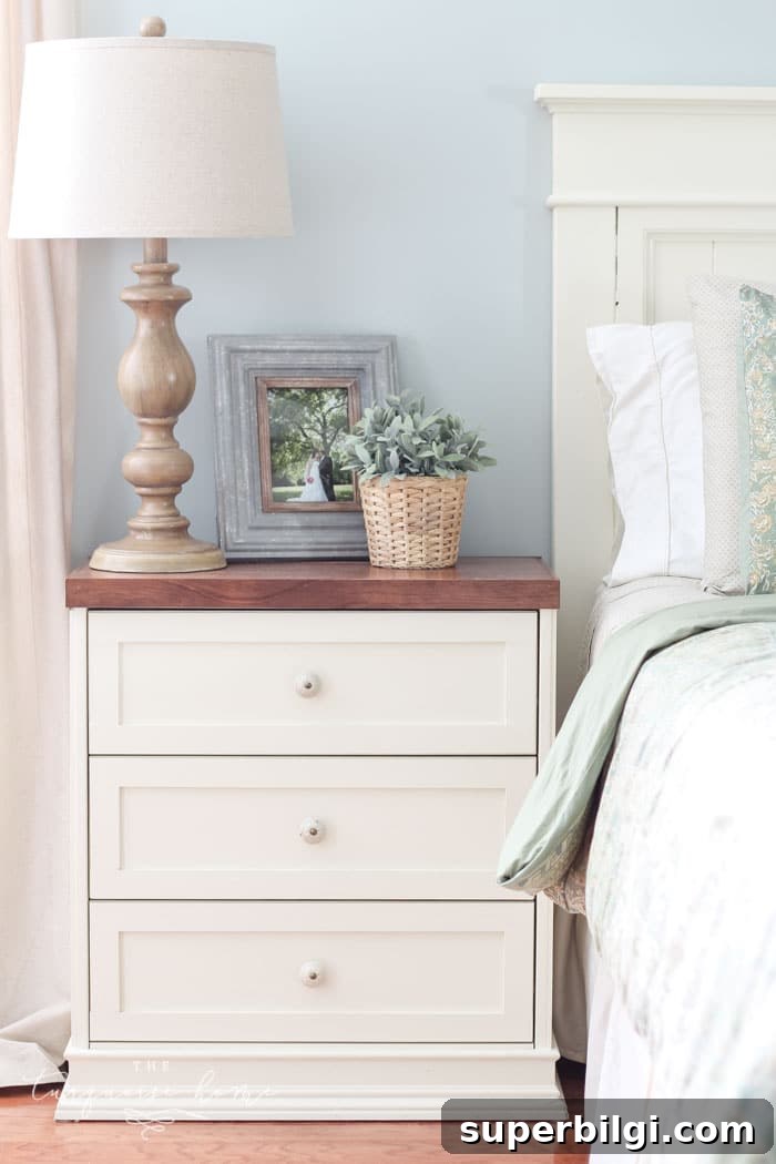 Room-by-Room Paint Colors in My Home 7 Master Bedroom Paint Color - Palmetto Gray by Porter Paint | DIY Farmhouse Nightstand with Antique White from Sherwin Williams