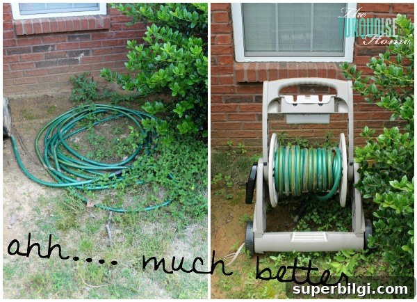 10 Quick Yard Makeover Ideas for Instant Curb Appeal 5 Before and After: Messy Hose to Hose Reel Cart
