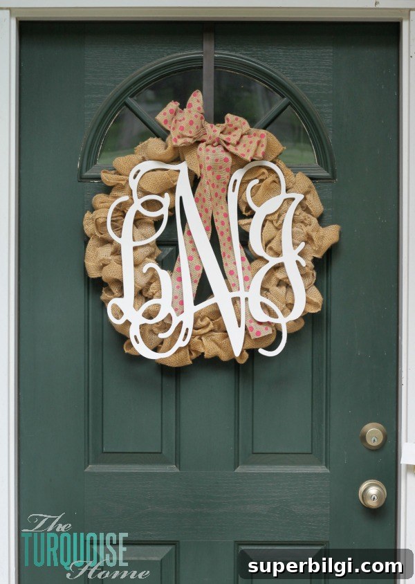 Personalized Wooden Monogram Wreath for Front Door 5 Wooden Monogram Burlap Wreath