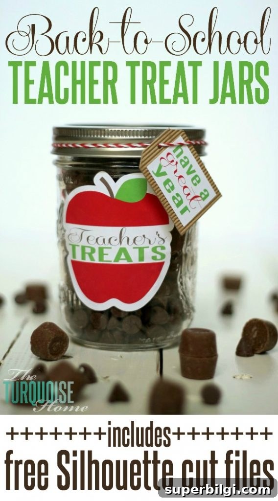 DIY Back-to-School Teacher Treat Jar 6 Back-to-School Teacher Treat Jars {includes free Silhouette cut files}