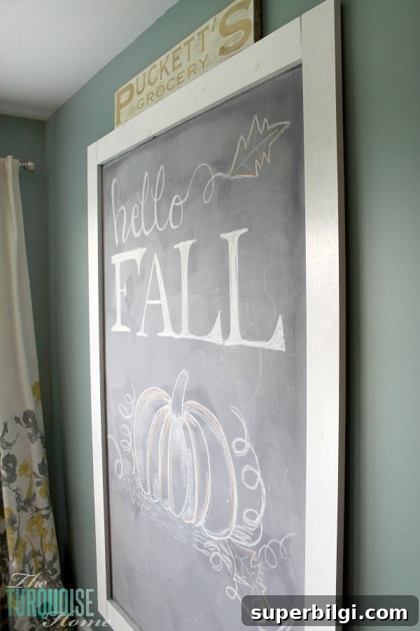 Hello Fall Chalkboard Art | TheTurquoiseHome.com