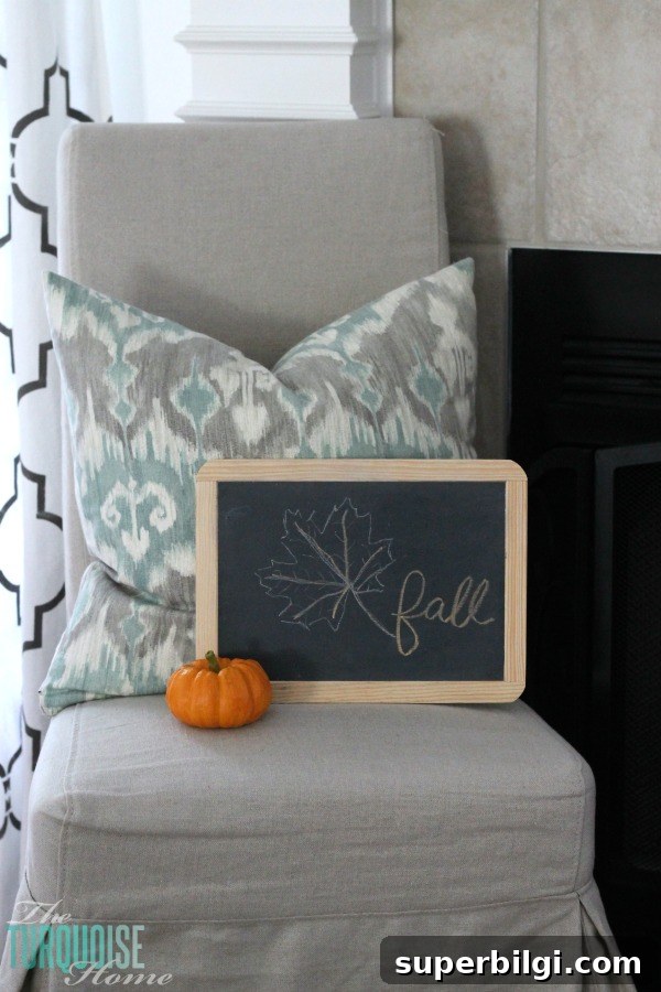 Turquoise and Orange Fall Harvest Mantel | TheTurquoiseHome.com