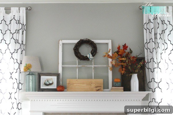 DIY Rustic Harvest Sign Tutorial for Fall Porch 3 How to Decorate a Mantel | TheTurquoiseHome.com