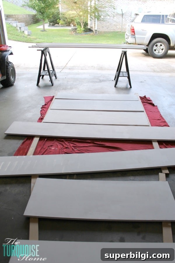 Build Custom Closet Shelves Step-by-Step Guide 5 Primed shelf boards ready to be cut