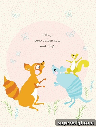 Woodland Nursery Decor Ideas for a Baby Girl 4 Raccoon and Armadillo Singing Art Print