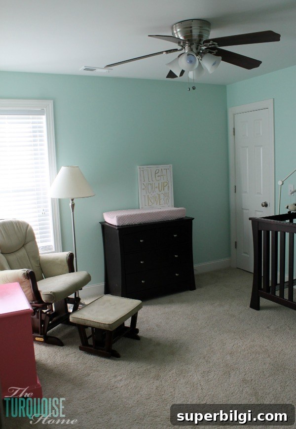 Benjamin Moore Lido Green | Baby Girl's Nursery | TheTurquoiseHome.com