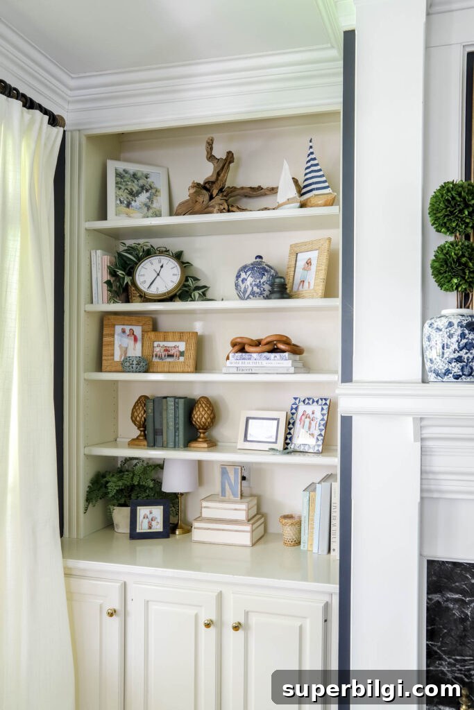 Summer Decor Ideas to Refresh Your Home 5 Blue and White Summer Bookshelf Decor