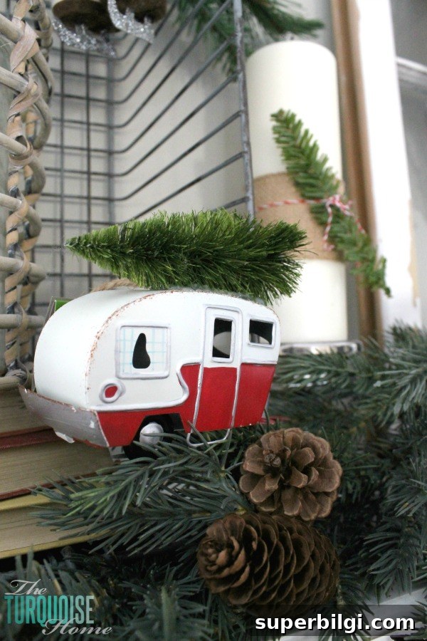 DIY Burlap Christmas Mantel and Our Baby Story 8 Simple Rustic (and a little glam) Christmas Mantel | TheTurquoiseHome.com