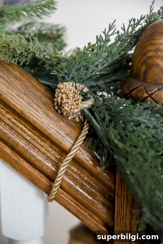 How to Hang Garland on a Staircase or Banister 4 decorative ties for stair rail garland