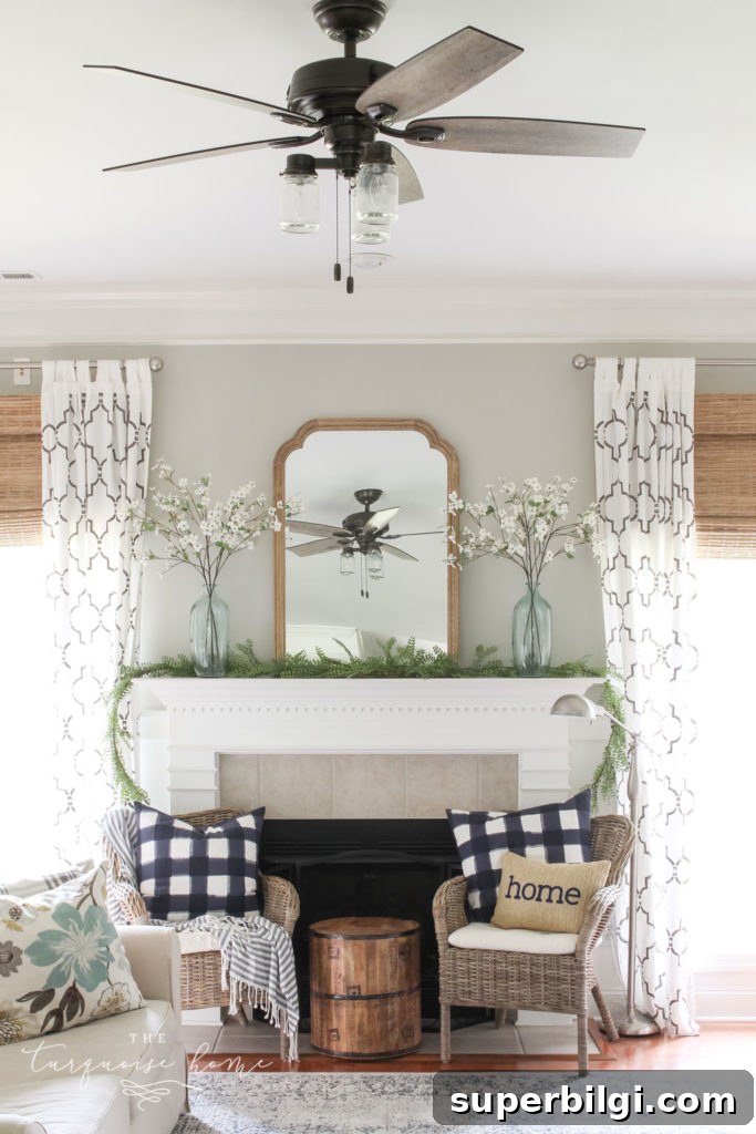 15 Ceiling Fans to Elevate Your Stylish Home Decor 4 Farmhouse-style ceiling fan installed in a home