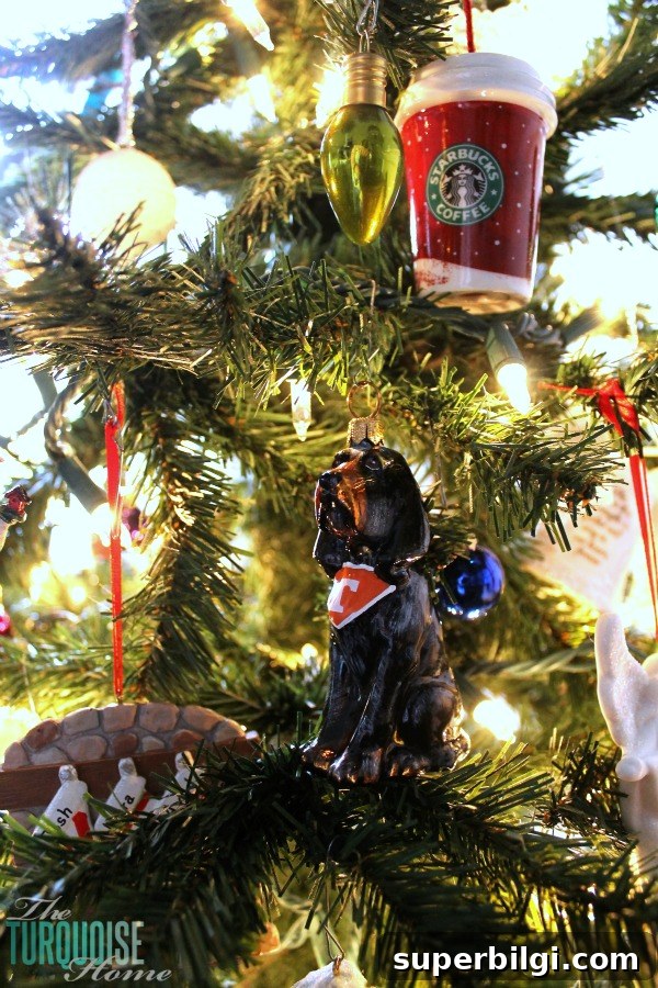 Christmas Living Room Decor Ideas to Transform Your Space 11 Tennessee Smokey Christmas Ornament | Simple Winter and Christmas Decor in the Living Room | TheTurquoiseHome.com