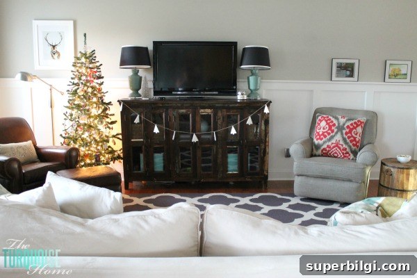 Christmas Living Room Decor Ideas to Transform Your Space 12 Simple Winter and Christmas Decor in the Living Room | TheTurquoiseHome.com