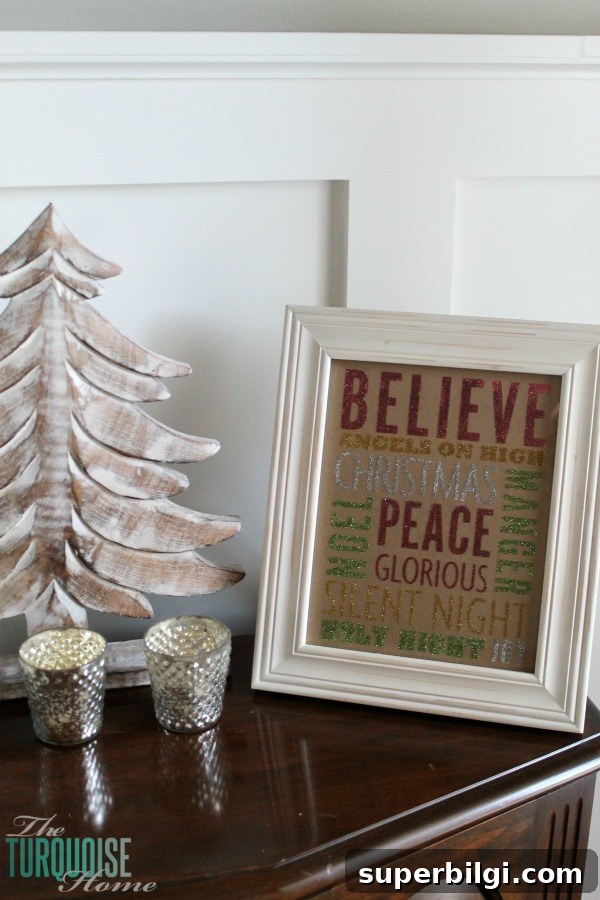 Christmas Living Room Decor Ideas to Transform Your Space 8 Glittery Christmas Subway Art | TheTurquoiseHome.com