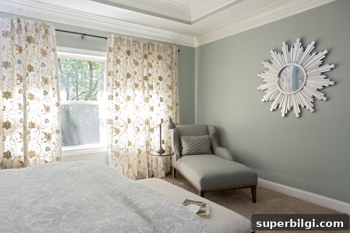 Bedroom with SW Oyster Bay walls