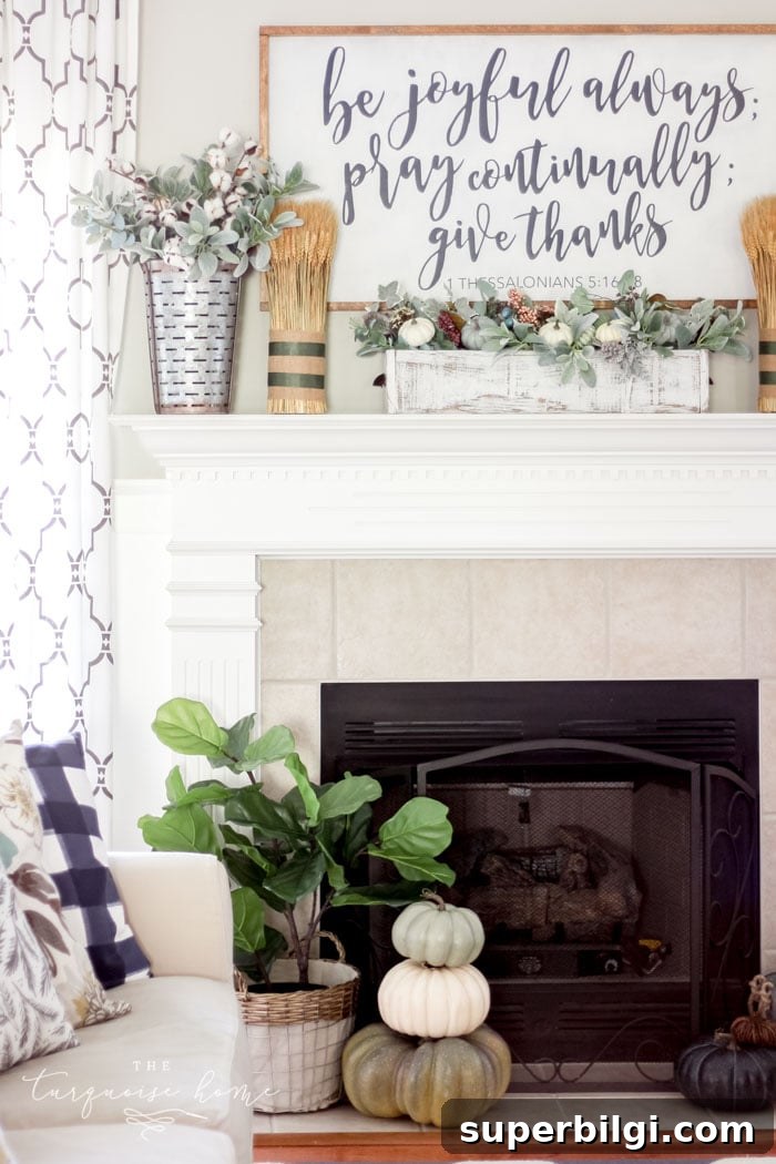 Fall Decorating Ideas to Create a Cozy Home 12 Fall Mantel Decor with Large sign