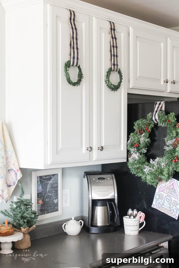 Creative Ways to Hang Wreaths on Kitchen Cabinets 3 Gorgeous Kitchen Decor with DIY Christmas Kitchen Wreaths!