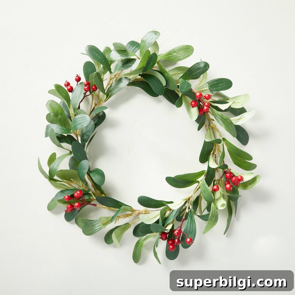 Creative Ways to Hang Wreaths on Kitchen Cabinets 4 mistletoe and winterberry faux wreath