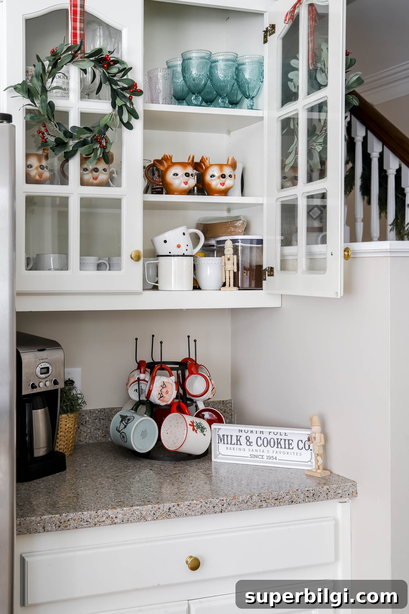 Creative Ways to Hang Wreaths on Kitchen Cabinets 8 Christmas Coffee Station
