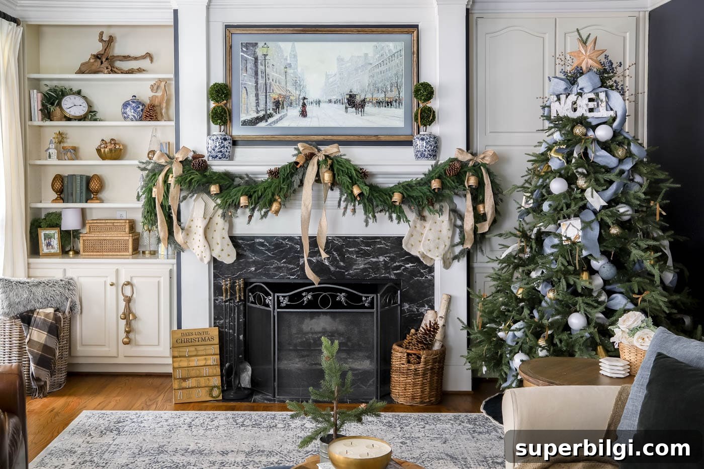 Blue and White Christmas Living Room Decor Ideas 5 Blue and White Christmas Decor in the Living Room