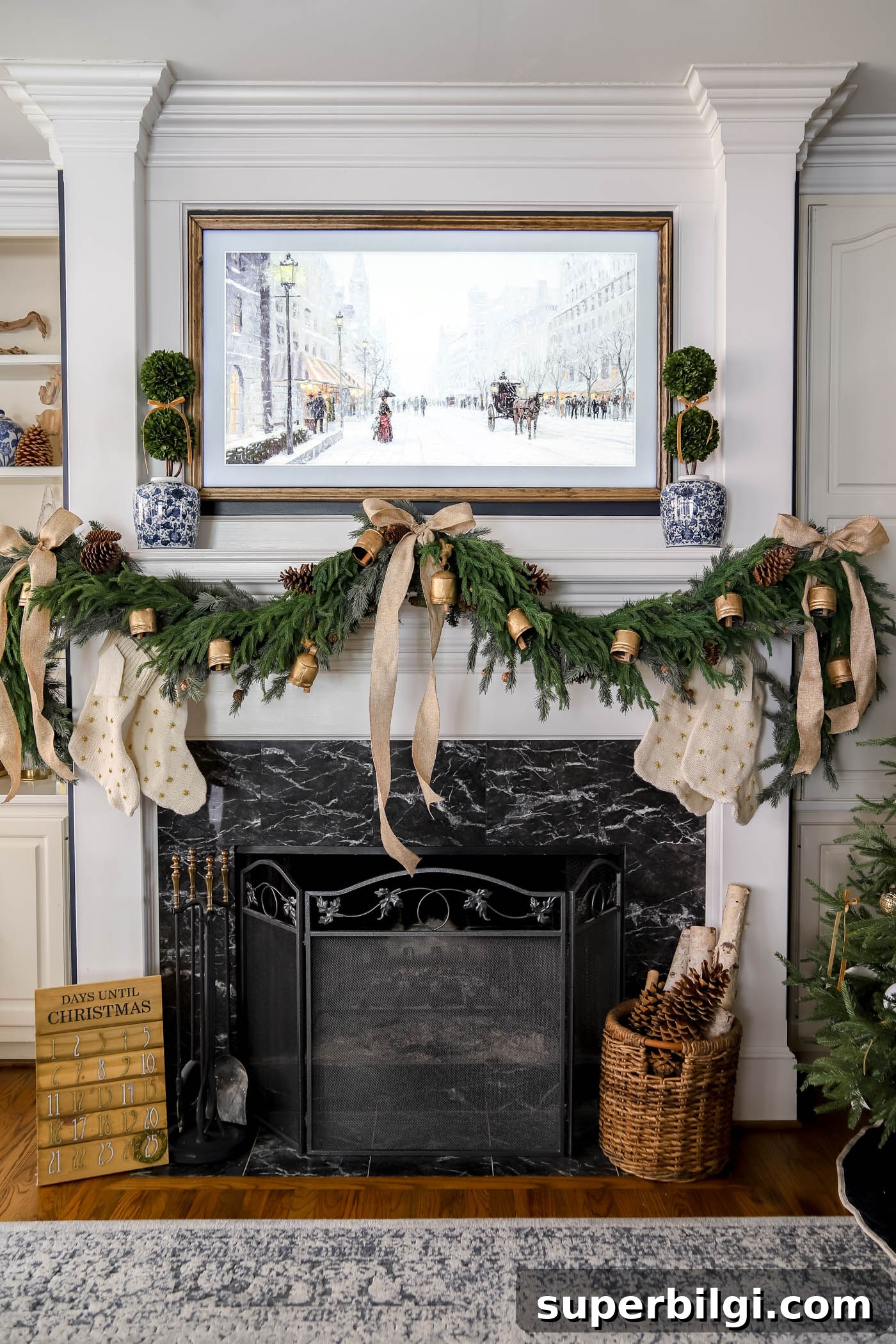 Blue and White Christmas Living Room Decor Ideas 6 Blue and White Christmas Decor on the Mantel