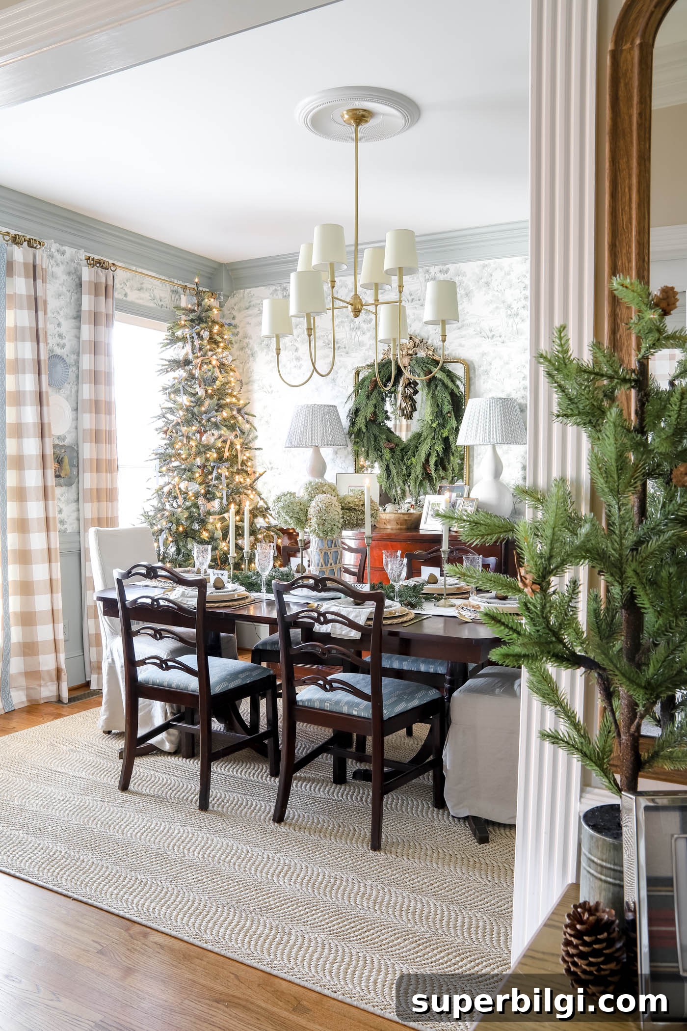 Christmas Dining Room Decor Ideas for Festive Gatherings 5 blue and green dining room decorated for Christmas