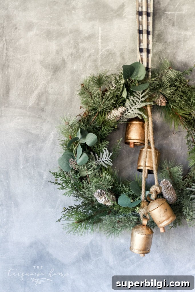7 Creative Ways to Decorate with Christmas Bells 4 simple winter wreath decoration with Christmas bells