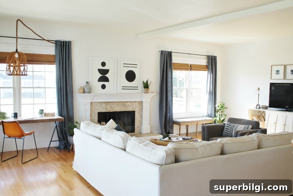 Sherwin-Williams Snowbound Paint Color: Undertones and Uses 5 living room with walls painted with Sherwin Williams Snowbound