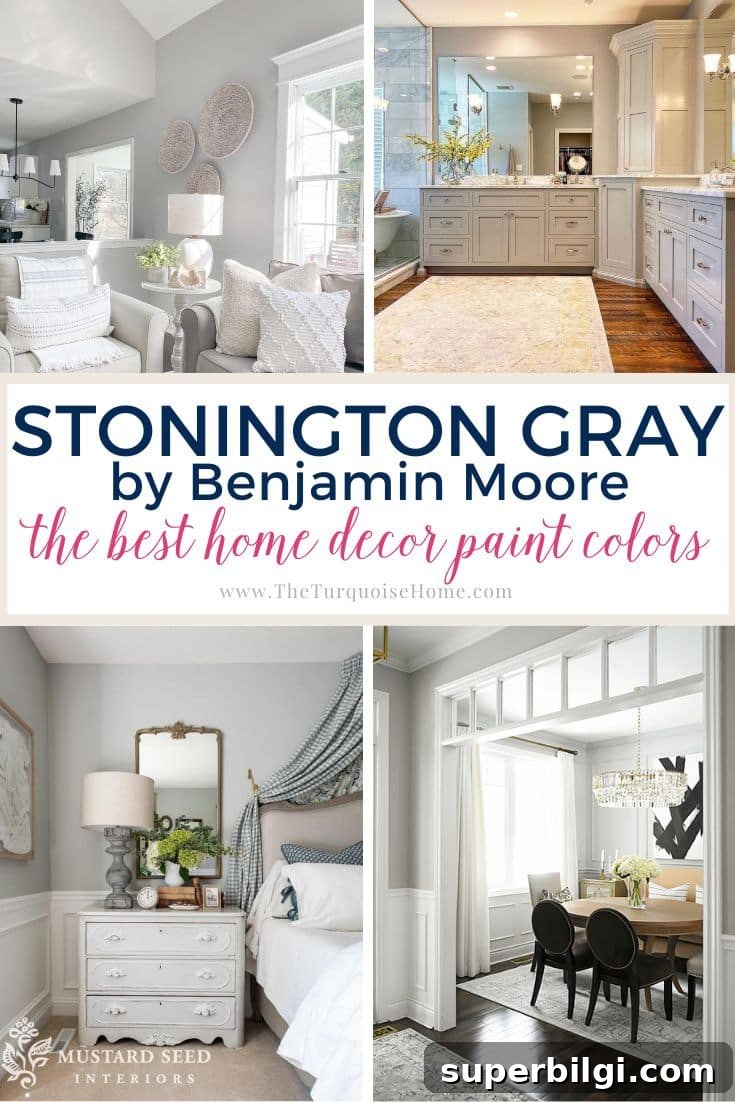Benjamin Moore Stonington Gray Paint Color: Swatches & Hex Code 2 examples of benjamin moore's stonington gray paint color.