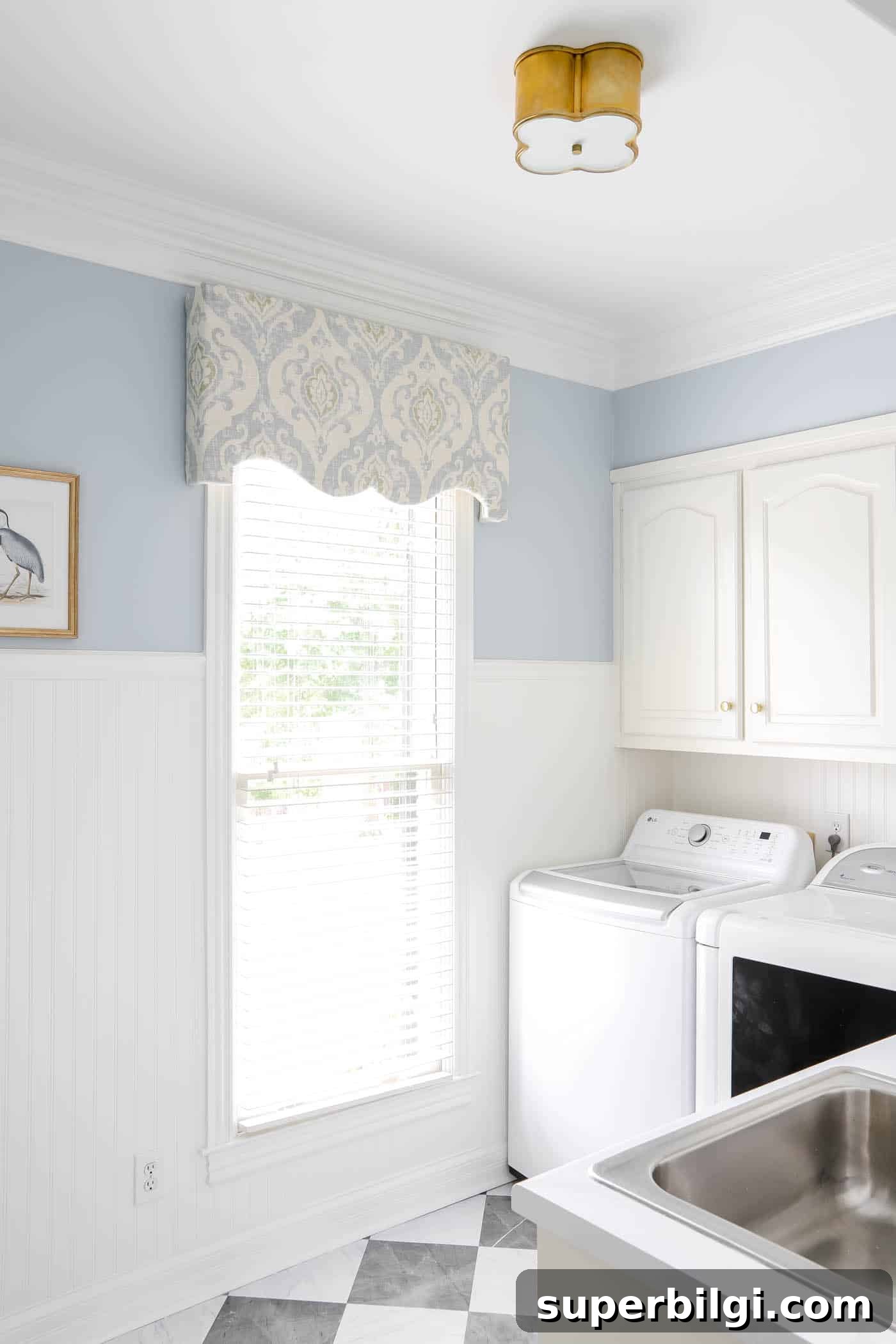 blue and white laundry room makeover