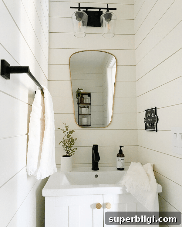 15 Neutral Paint Colors Trending in 2025 6 shiplapped powder using SW Alabaster neutral paint color