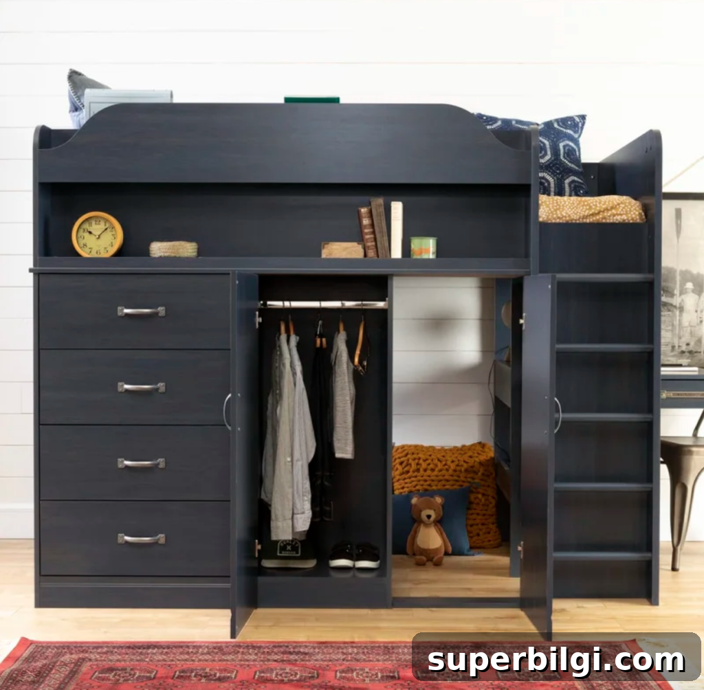 Space-Saving Loft Bed Ideas for Small Rooms 8 Arlen loft bed with lots of storage for a small room