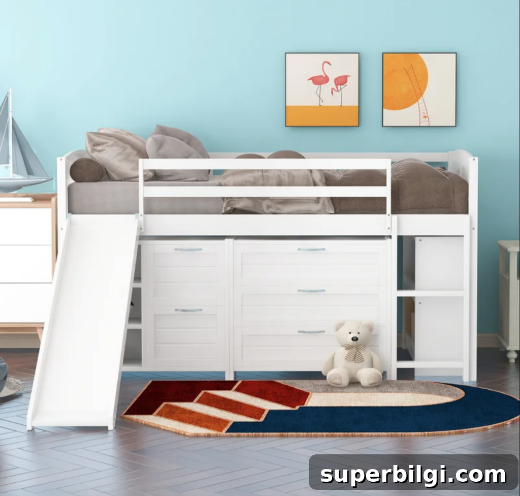 Space-Saving Loft Bed Ideas for Small Rooms 10 loft bed with drawers and slide