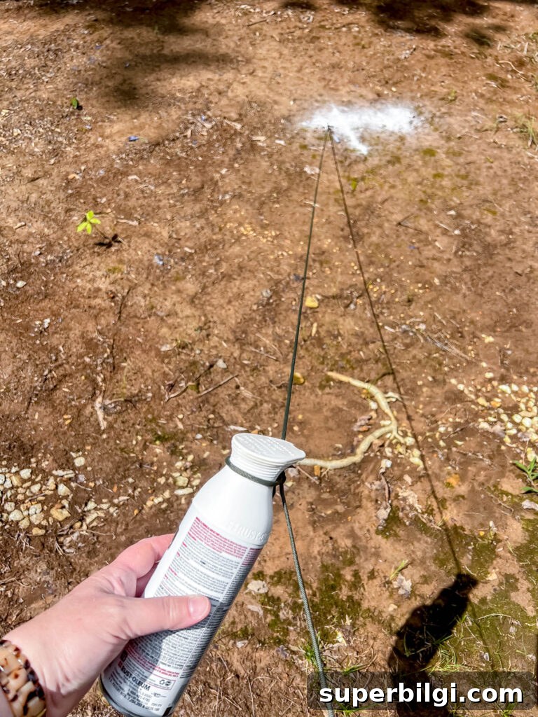 How to Build a Pea Gravel Fire Pit Area 6 Spray paint tied to string for DIY fire pit